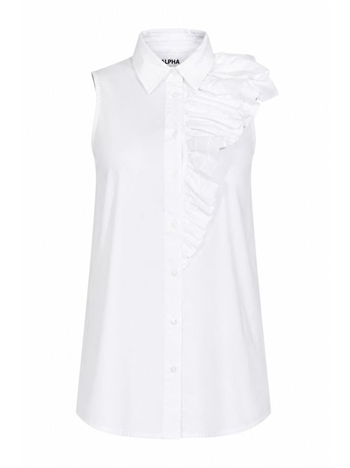 Camicia smanicata in popeline con rouches Alpha Studio | AD-6462L2000